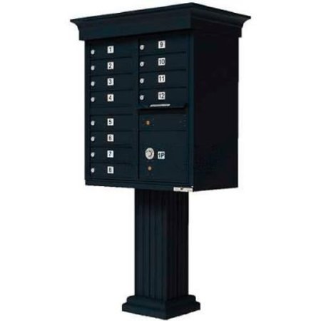FLORENCE MFG CO Vital Cluster Box Unit w/Vogue Classic Accessories, 12 Unit & 1 Parcel Locker, Black 1570-12VBK